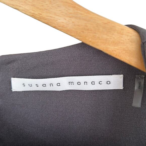 NEW Susana Monaco Silk Metal Gray Mini Dress Button Back Detail Size 6 - Picture 9 of 11